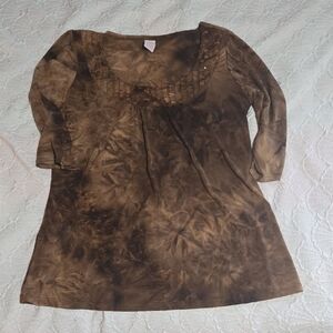 3/$10 Bobbie Brooks Tunic Brown 3/4 Sleeve